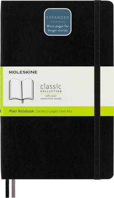 Moleskine Classic Expanded Notebook, Large Plain/Blank, Black, 400 Pages