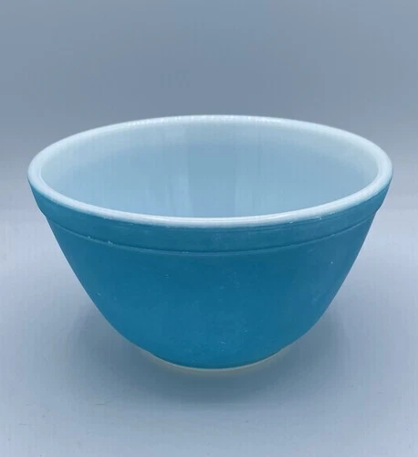 Vintage Pyrex Primary Blue 401 Nesting Mixing Bowl 1.5 Pint 1950s Some Wear