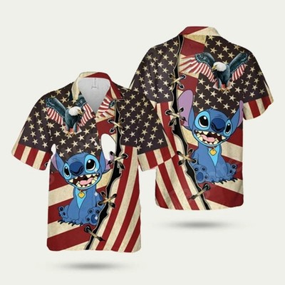 Cute Stitchh Us Flag Hawaiian Shirt Unisex Adult, S-5XL