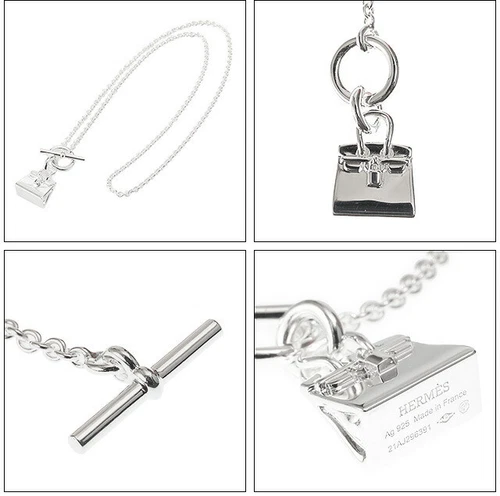 HERMÈS HERMES AMULETI BIRKIN 40 CM argento 925 catena collana ciondolo scatola originale mai