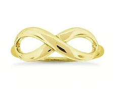 925 Sterling Silver Infinity Ring Gold Plated Polished Love Knot Band Size 6 - 8