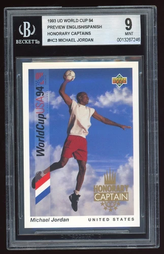 MICHAEL JORDAN 1993 UPPER DECK WORLD CUP #HC3 "HONORARY CAPTAINS" CARD BGS 9.0