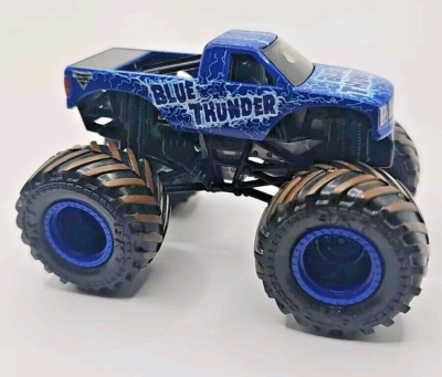 Blue Thunder Spin Master Blue Monster Jam Truck Hot Diecast 1:64 Muddy Tires