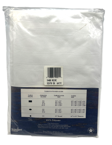 Moire Elegant Fabric Tablecloth, Solid White Color Print 52' x 70 Obl. USA, NEW - Picture 2 of 4