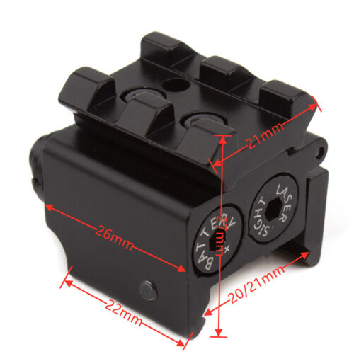 Mini mira láser de punto rojo de caza pistola de airsoft 20 mm riel y base Picatinny - Imagen 2 de 7