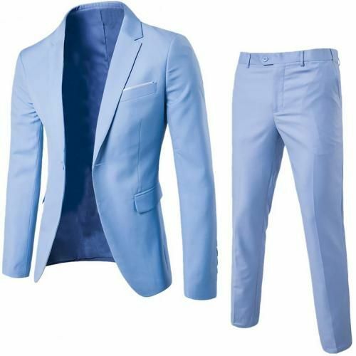 Chaqueta Para Hombres Negocios Traje Ajustado Fiesta Chaleco y Pantalones Boda Blazer 2 Piezas/Juego - Imagen 9 de 11