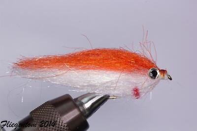 Fliegentom Streamer 3 Stück Fischchen rot/weiß glänzend