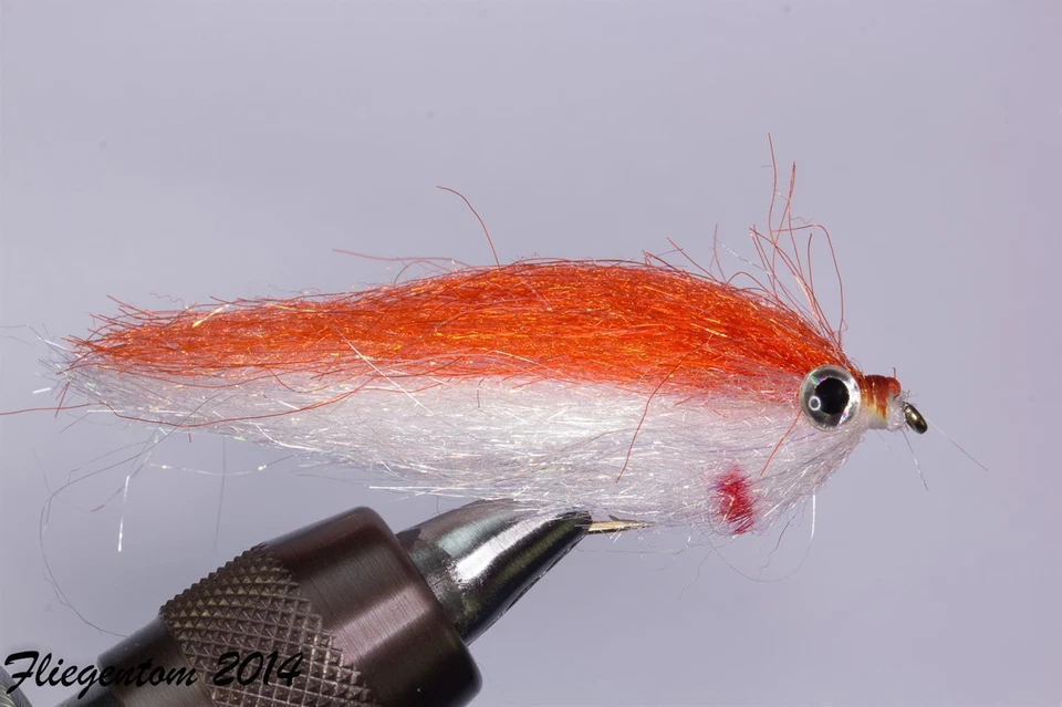 Fliegentom Streamer 3 Stück Fischchen rot/weiß glänzend - Bild 1 von 1