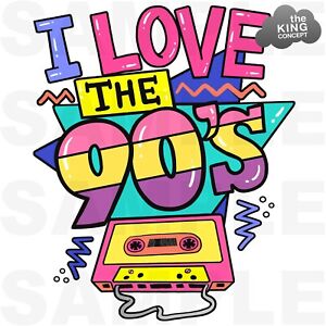 I Love The 90's Retro Iron On T-Shirt Transfer Party Heart 1990s 90s ...