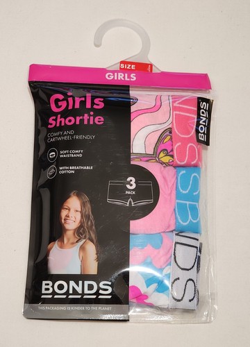 Bonds UXVA3A K4E Fly By Butterfly Girls Classic Shortie Brief 3 Pack Size 14/16 - Picture 5 of 5