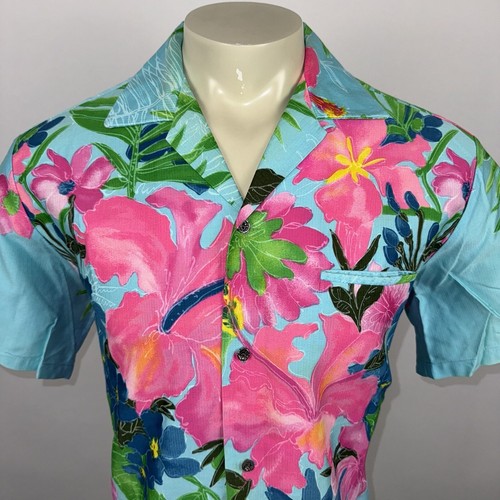 Vtg 60s Elsie Krassas Shirt Mens Loop Collar Hippy Waikiki Hawaiian Aloha Large - Picture 2 of 13