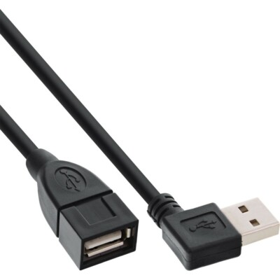 InLine  Smart USB 2.0 Verlängerung gewinkelt Stecker zu Buchse Typ A schwarz 2m