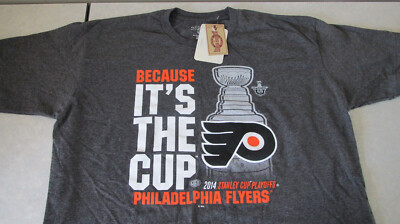Philadelphia Flyers 2014 Because It's the Cup Playoff  T-Shirt, Gray, XL, NWT