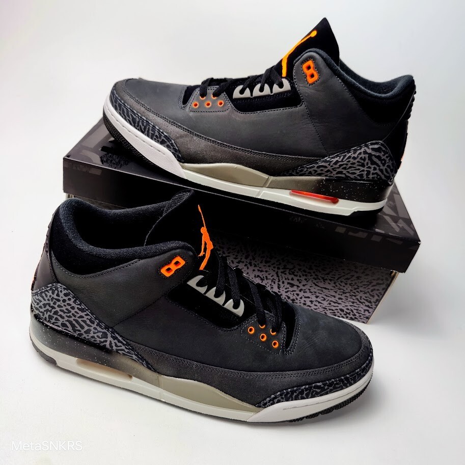 Air Jordan 3 US 13 Men's Black White Gray Orange Nike Retro Fear  CT8532 080 New thumbnail 7