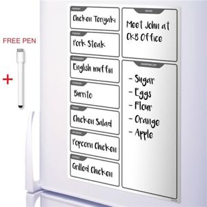 Multi-language Magnétique Réfrigérateur hebdomadaire Meal Planner Drywipe A3 Tableau Blanc Stylo UK
