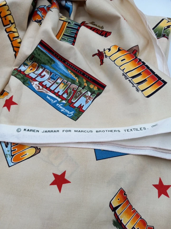 Karen Jarrar Cotton fabric 3.7 Yards 45"X134" States Graphics Yellow/Multicolor - Image 2 of 4