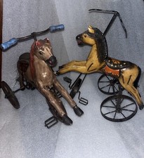 Vintage Wooden Horses Tricycle Hand Carved