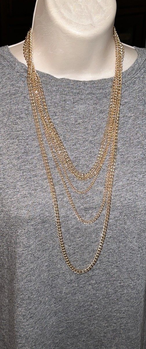 Numbering ♥ #5749 Chain Unit Knot Necklace /追跡付 J CREW Multi Layered Gold Link Chain Necklace Strand