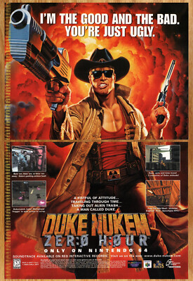 Duke Nukem Zero Hour Nintendo N64 - 2 Page Video Game Print Ad Poster Art 1999