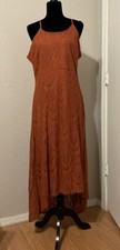 Rust Lace Over Stretch Layer Maxi Dress 20” P2P Side Zip 57” Length Large