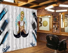 3D Stylist Beard A4072 Barber Shop Photo Curtain Window Blockout Fabric Amy 2023