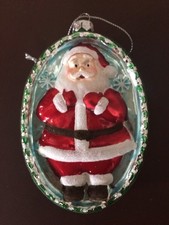 NWT "Oval Santa" Old World Christmas Glass Ornament 4 1/2x3 OR5138 