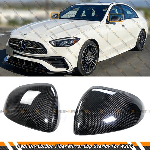 FOR 2022-26 MERCEDES BENZ W206 C43 C300 C63 AMG CARBON FIBER MIRROR CAP OVERLAY