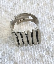 Womens Modern Aged Silver Color Metal Adjustable Ring -Imported - Unique Design