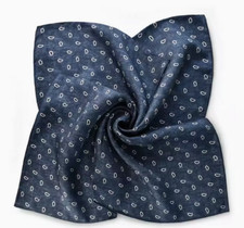 men Women 100 twill Silk 20" Square Scarf neckerchief Wrap navy blue SC20-7