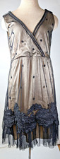 Baraschi Anthropologie Women BlackTulle Romantic Party Embroidered Dress Size 2