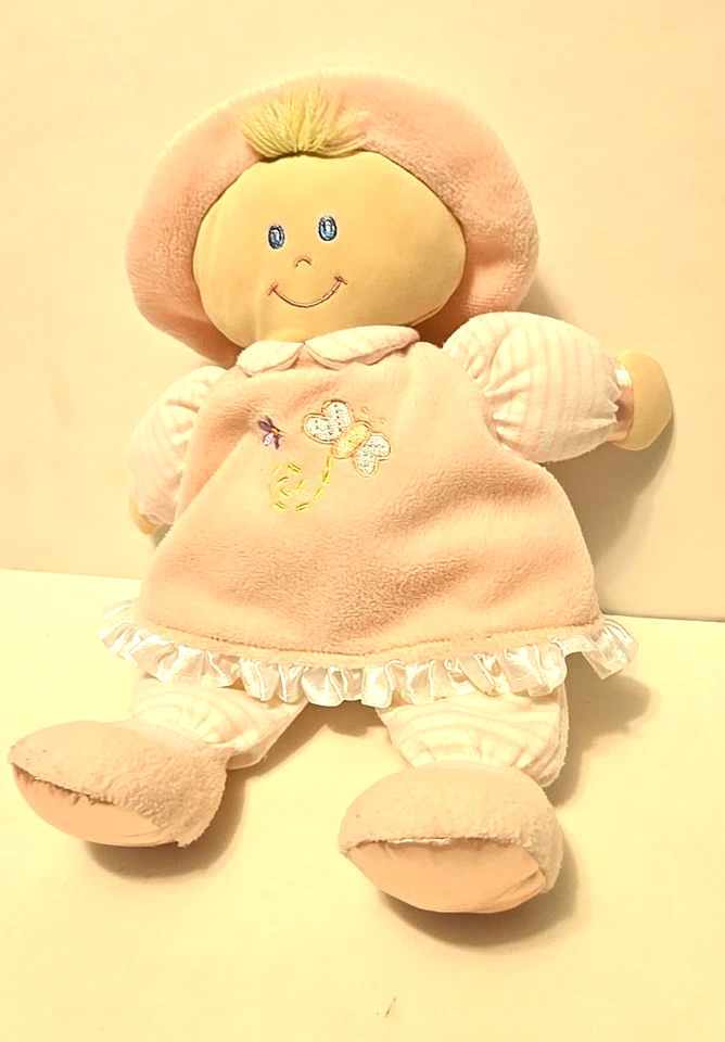 Animal Alley Soft Pink Baby Doll Plush Security Butterfly Dress Hat Blond Hair - Image 3 of 4