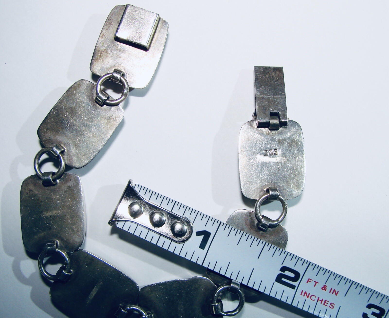 STERLING SILVER RECTANGULAR MULTI STONE LINK 925 … - image 5