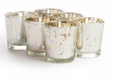 Set of 12 Silver Mercury Glass Votive Holder 2.5 Inches