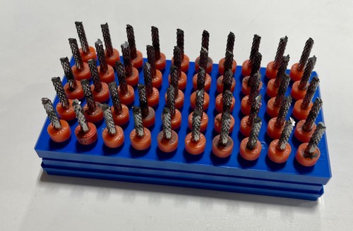 USED 50 PC 1/8 end mill carbide DEBURR STYLE DIAMOND PATTERN CARBON FIBER G10