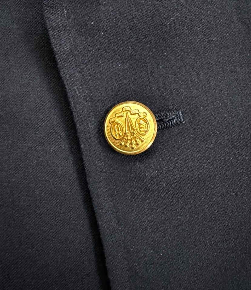 Chaqueta Blazer Abrigo De Colección Southwick Para Hombre 42L Largo Azul Marino Oscuro Dorado Botones Lana Foto 4 de 4