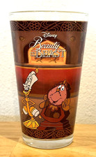 DISNEY STORE BEAUTY & THE BEAST LUMIERE & COGSWORTH 16OZ DRINKING GLASS - SPOTS!