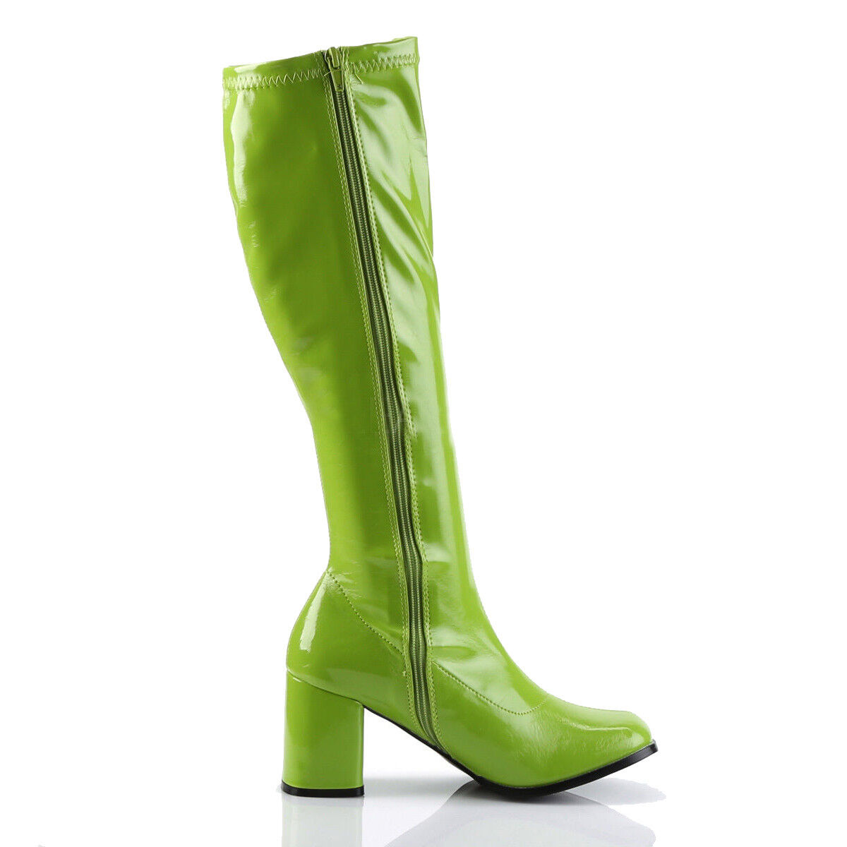 New Ladies Women's Sexy GoGo Boots Knee High Patent Cool 60's 70s ...