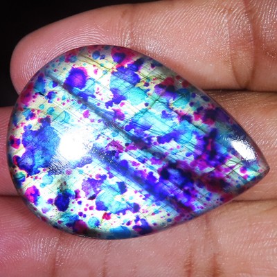 32x44x7 MM 92.40 Cts Mehrfarbig Labradorite Birne Cabochon Edelstein Super-gems