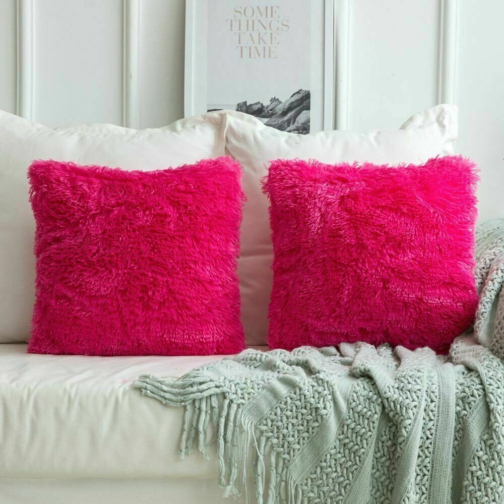 4Pcs 45cm Cushion Covers Fluffy Faux Soft Plush Pillow Case Cover Bed