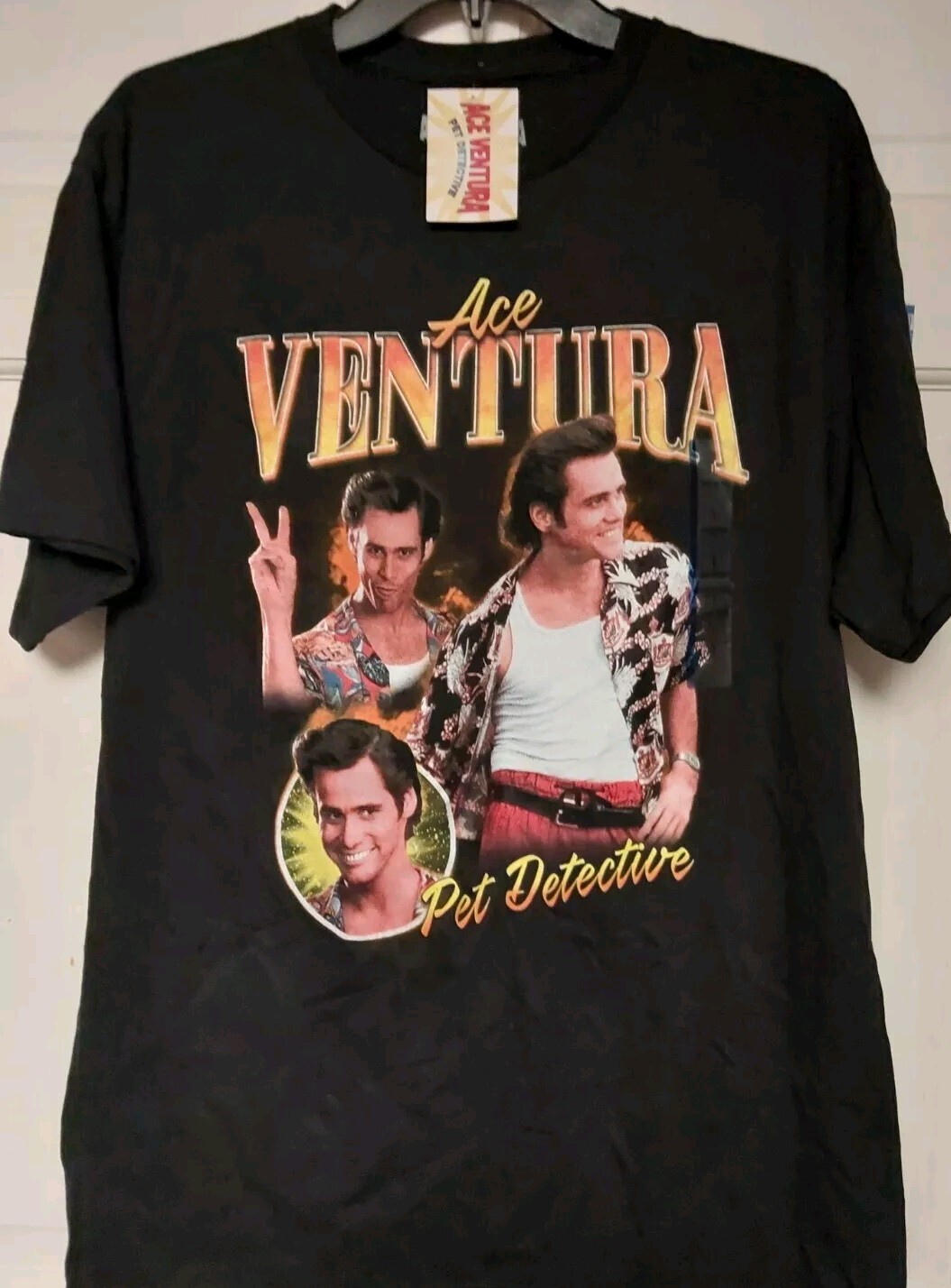ACE VENTURA Pet Detective T-Shirt Black Men L, Jim Carrey, Movie, NWT