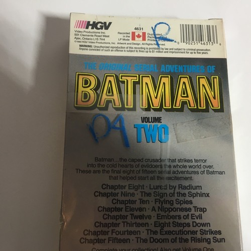 Batman VHS Volume 2 Two Movie The Original Serial Adventures Video Tape 1990 New - Picture 20 of 22