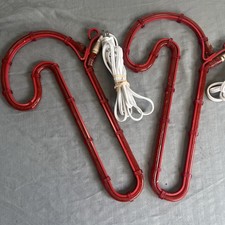 Christmas Light Sculptures RED CANDY CANES 14 In Pair Indoor Outdoor Tested