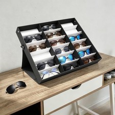 18 Slots Glasses Display Storage Box Sunglasses Eyeglass Organizer Case NEW
