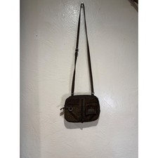 MultiSac Womens Brown Nylon Crossbody Bag Adjustable Strap Utility Organizer