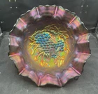 VINTAGE CARNIVAL IMPERIAL GRAPE  PIE CRUST EDGED SALAD BOWL “FANTASTIC COLOR”