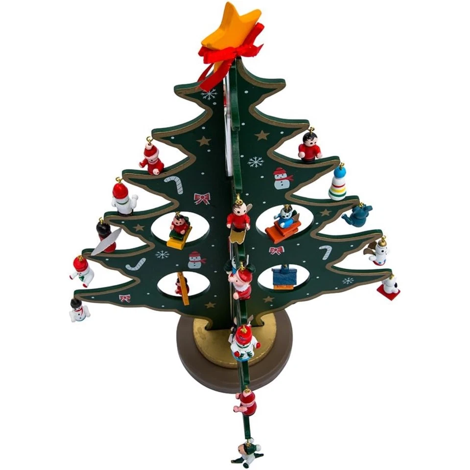 Kurt Adler Wooden Advent Christmas Tree with 24 Ornaments - Image 2 of 3