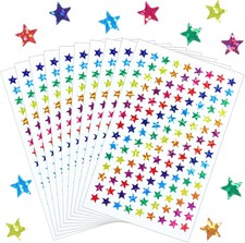 1350 Pcs 0.3" Small Star Stickers for Reward 10 Colors Holographic Stickers for
