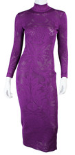 CAROLINA HERRERA $2,690 Verbena Purple Floral Lace Knit Midi Dress XS