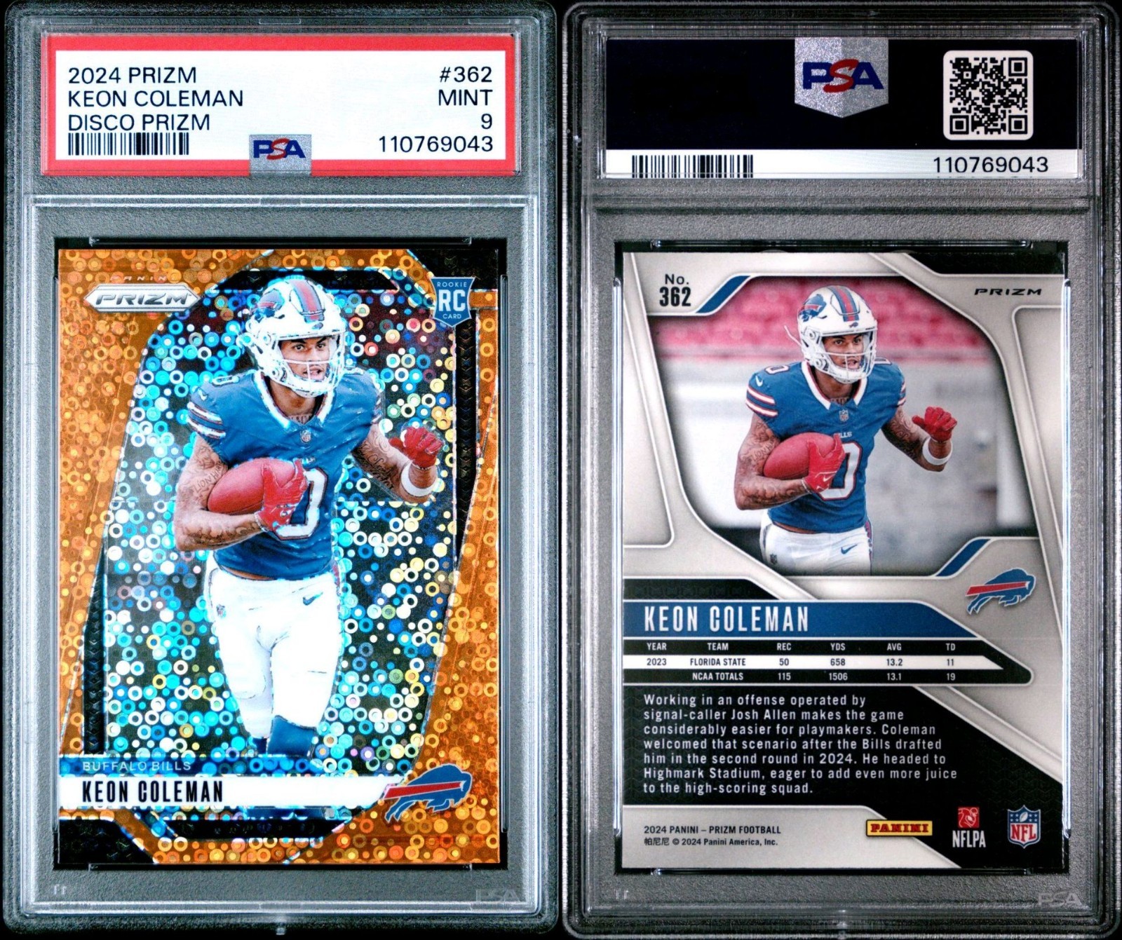2024 Panini Prizm - Rookies Keon Coleman #362 Disco Prizm (RC) PSA 9