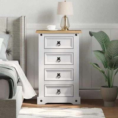 Table de chevet Corona Blanc 53 x 39 x 84 cm Pin massif vidaXL - Photo 1/4